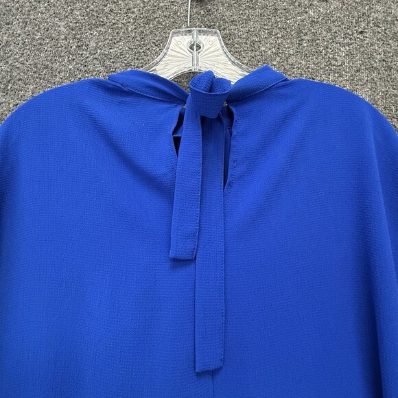 Navy Blue Blouse Womens Large Flowy Pullover Career Polyester Top Lightweight - Picture 7 of 14